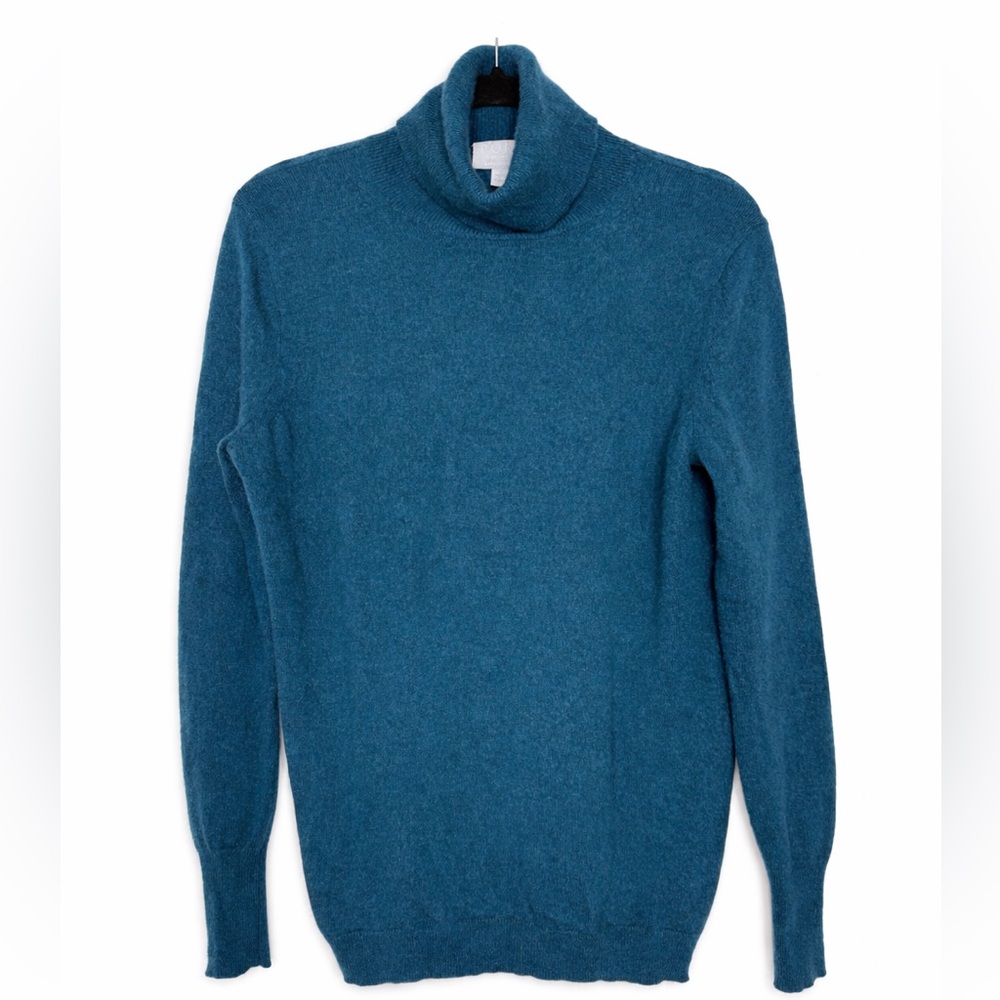 PURE Ccllection 100% Cashmere Teal Turtleneck Sweater Size 8/10 M Cozy Luxury